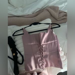 Oh Polly Pink Lace-Up Corset Top